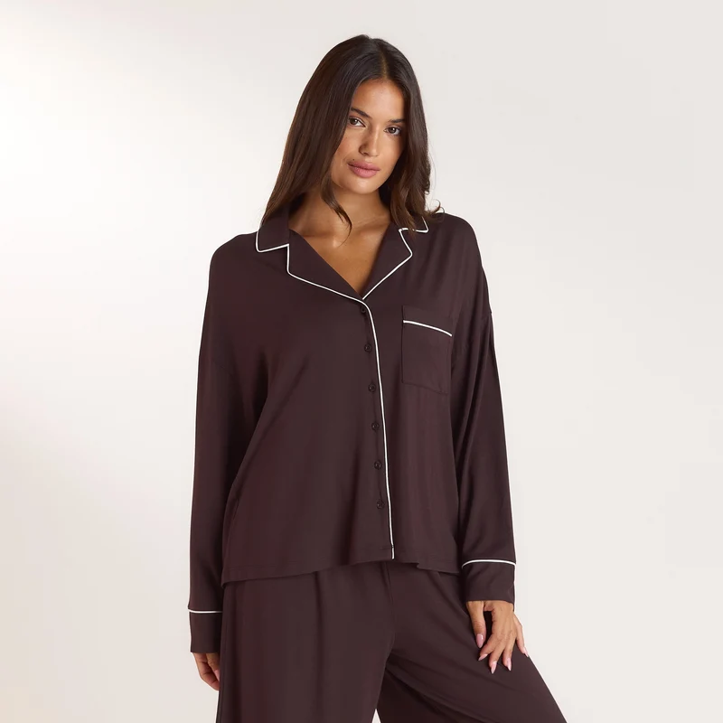 Modal Pyjama Shirt - Dark Chocolate