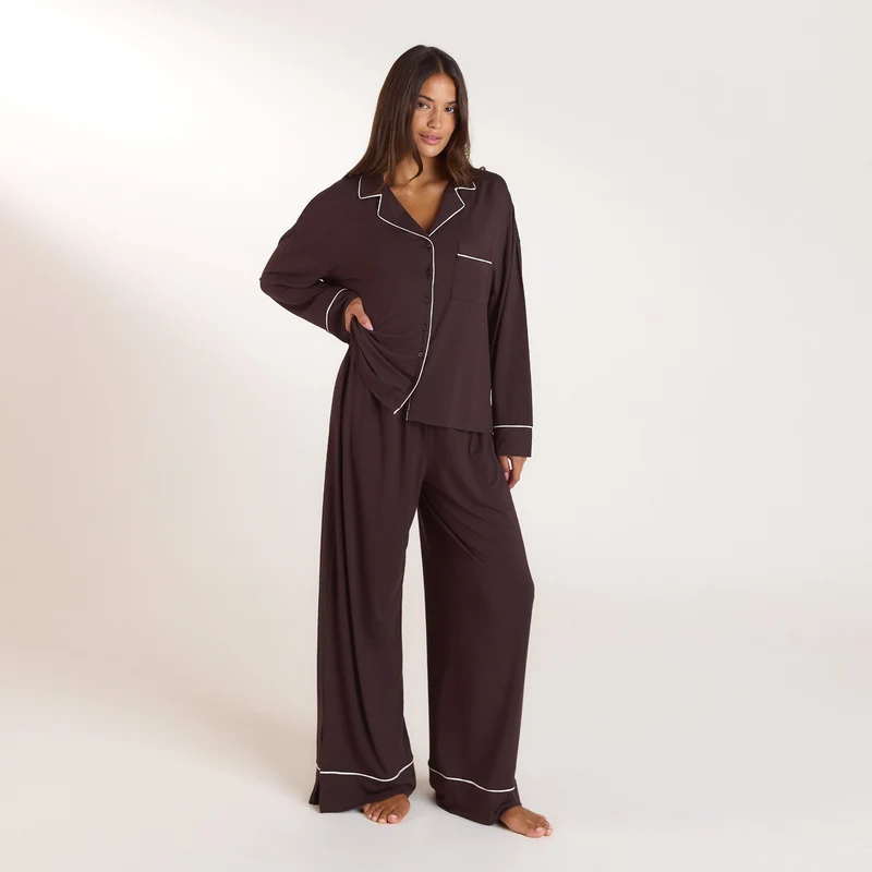 Modal Pyjama Shirt - Dark Chocolate