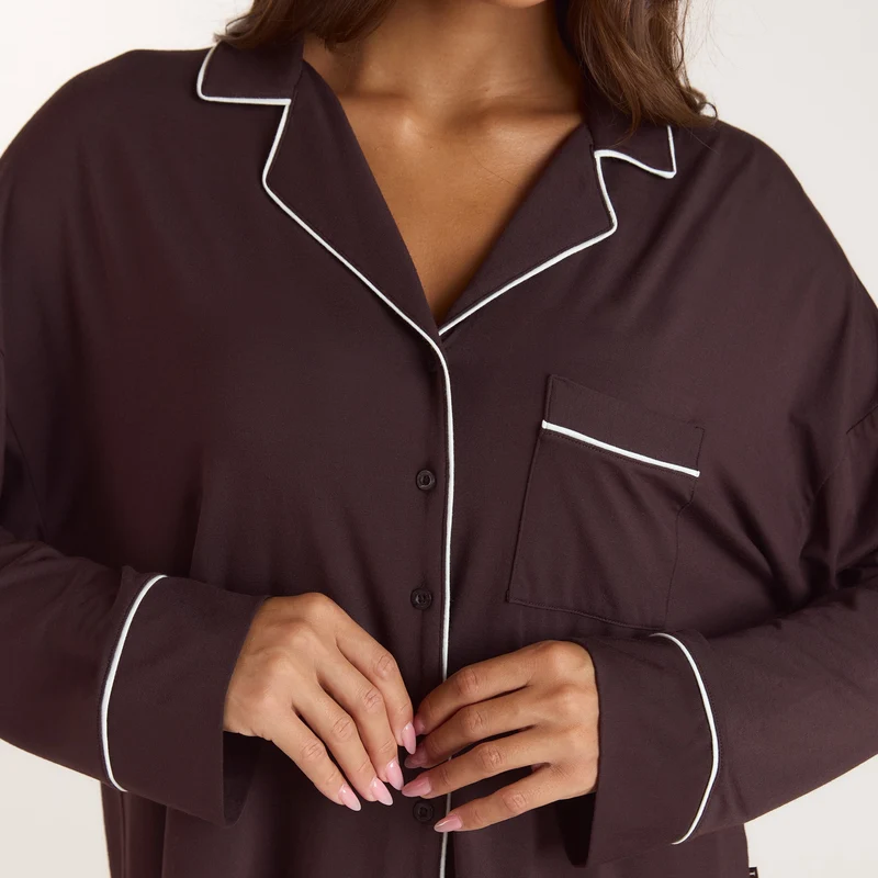 Modal Pyjama Shirt - Dark Chocolate