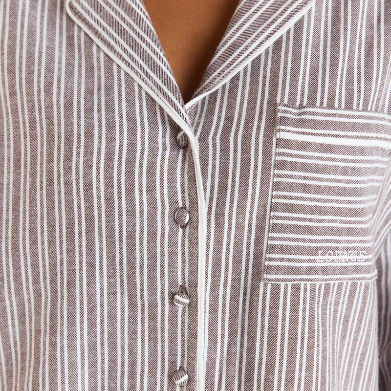 Stripe Pyjama Shirt - Chocolate