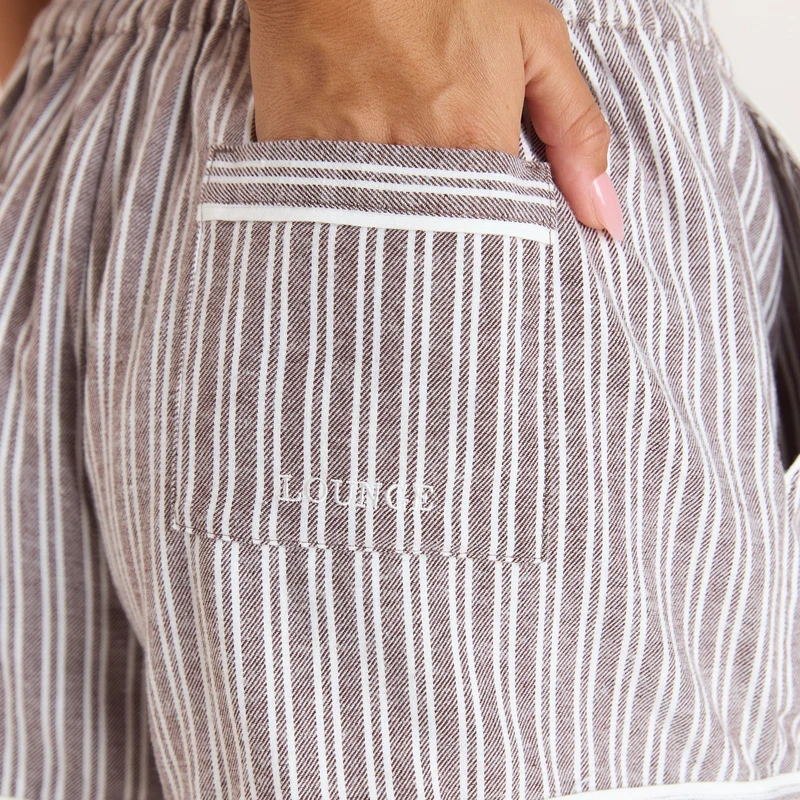 Stripe Pyjama Shorts - Chocolate