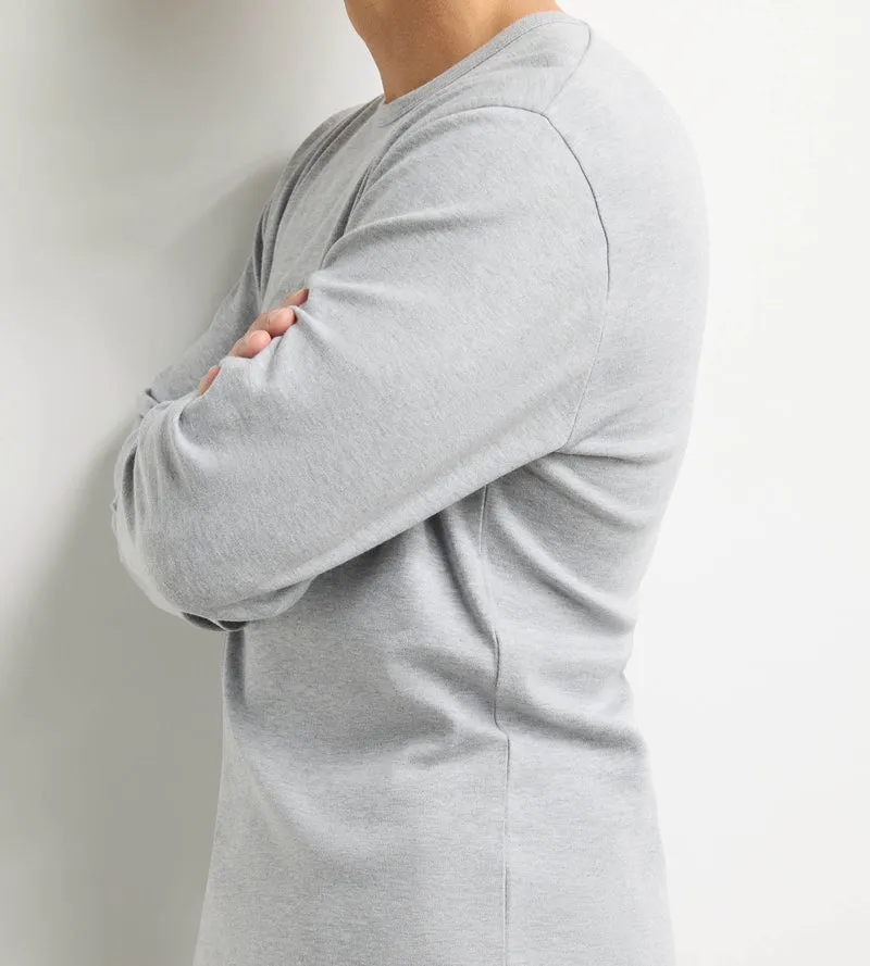 Langàrmliges Herren-T-shirt mit Rundhalsausschnitt aus Dim Interlock in Grau meliert