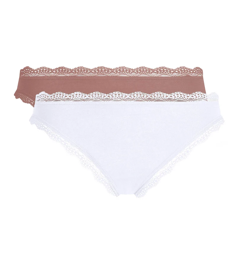 2er-Pack aschgraue Slips Daily Coton Dentelle