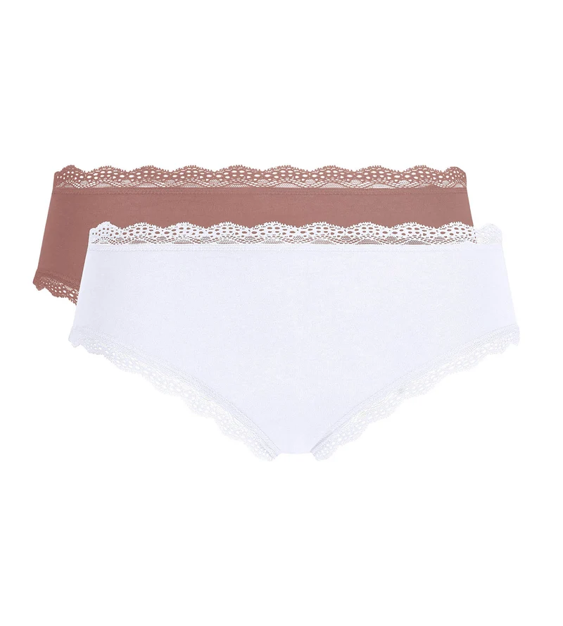 2er-Pack Shortys „Daily Coton Dentelle“ in Asche