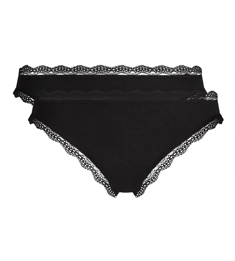2er-Pack schwarze Slips Daily Coton Dentelle