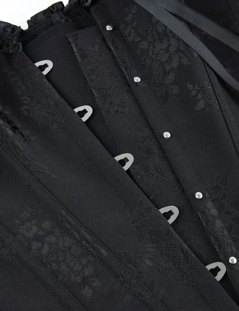 Schwarzes Schnürkorsett mit Stahlschnallen und Zierband