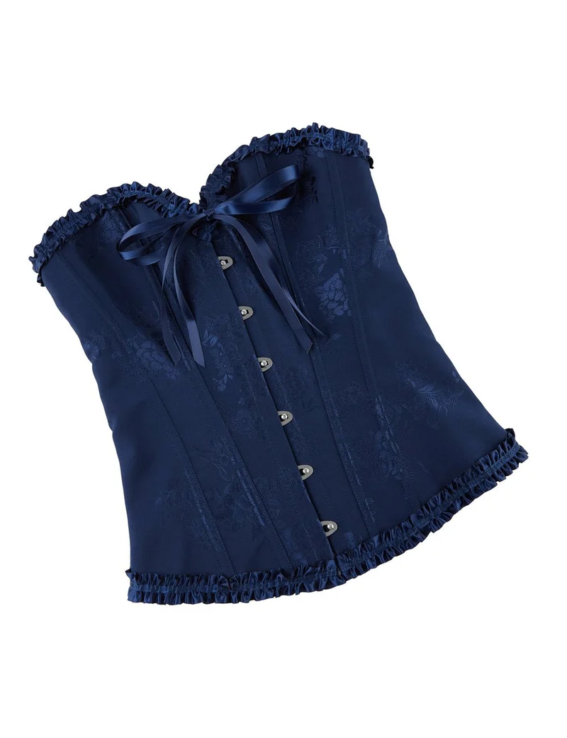 Blaues Schnürkorsett mit Stahlschnallen und Schleifendetail