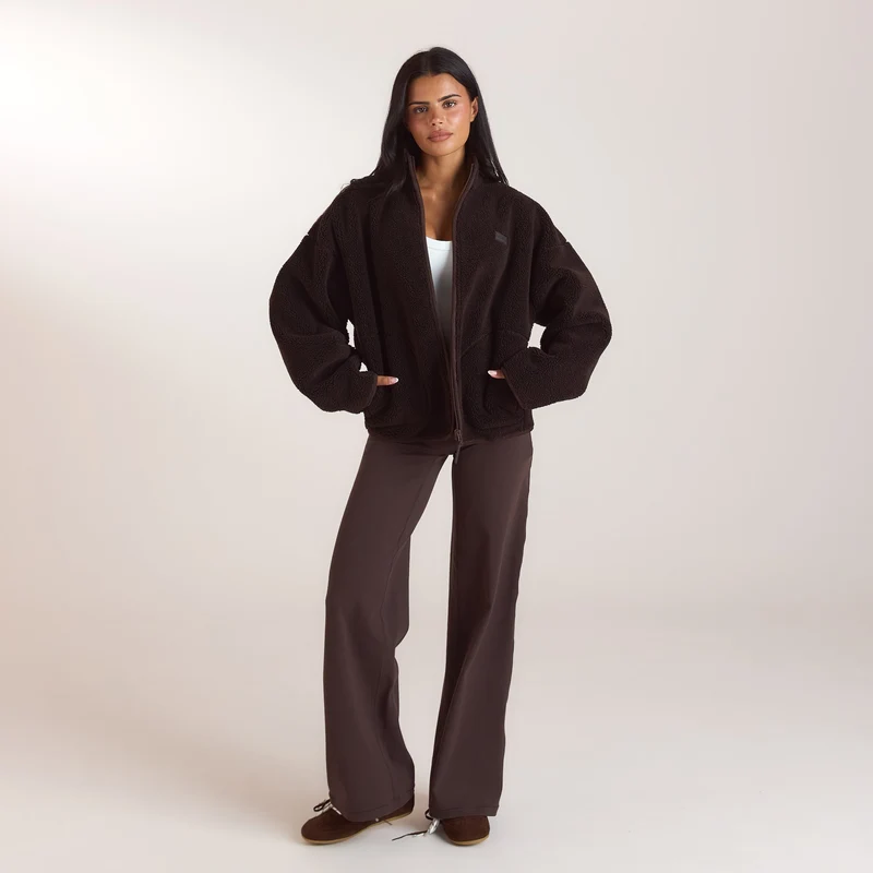 Zip-Up Borg Jacket - Chocolate