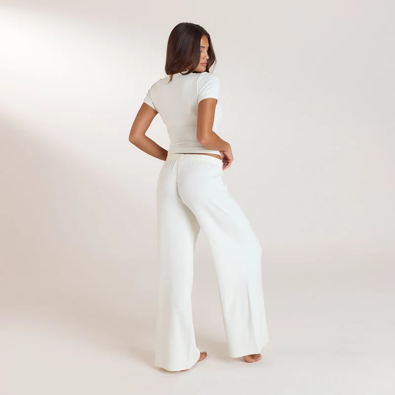 Ribbed Pyjama Bottoms - Cream
