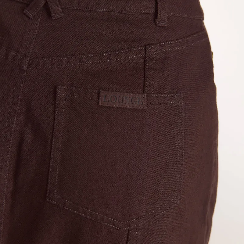 Denim Column Maxi Skirt - Chocolate