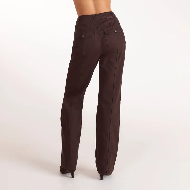 Denim Straight-Leg Jeans - Chocolate