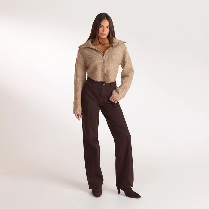 Structured Knitted Cardigan - Biscuit