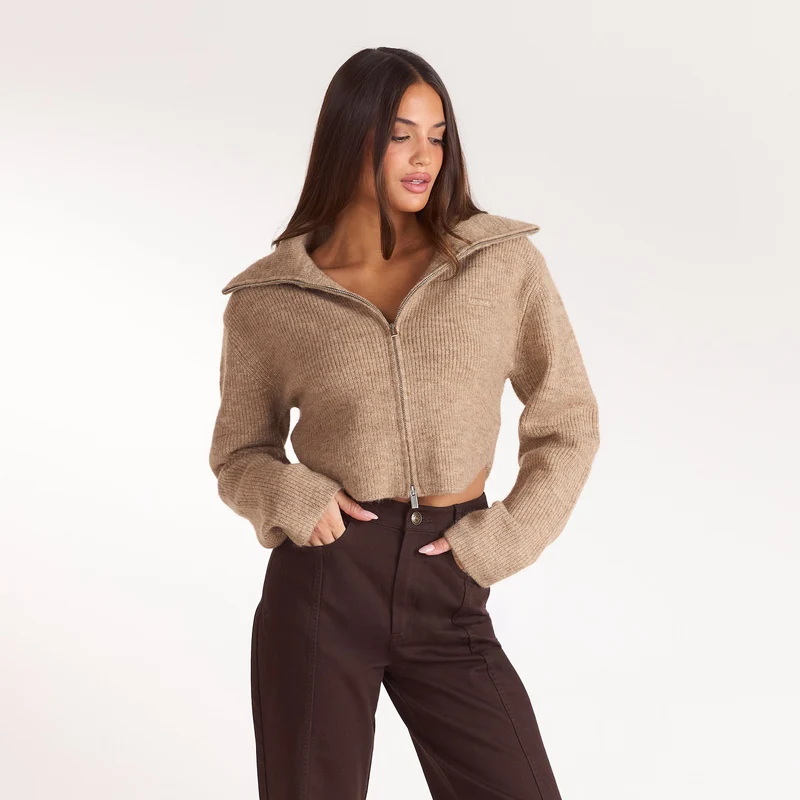 Structured Knitted Cardigan - Biscuit