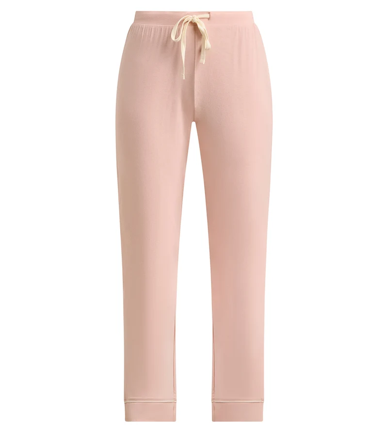 Gerade geschnittene Hose aus elastischer Viskose in Soft Blush