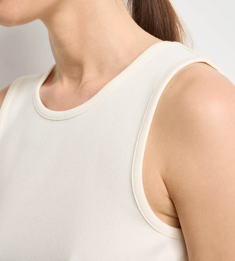 Slow Days Fresh Vibes Tanktop aus naturfarbener Baumwolle