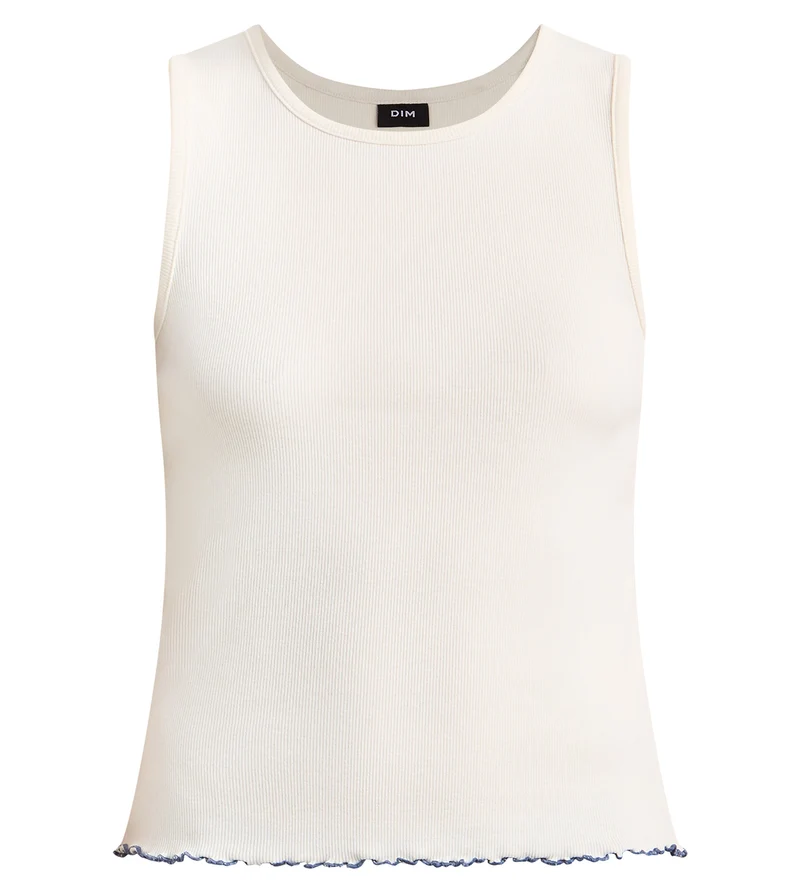 Slow Days Fresh Vibes Tanktop aus naturfarbener Baumwolle