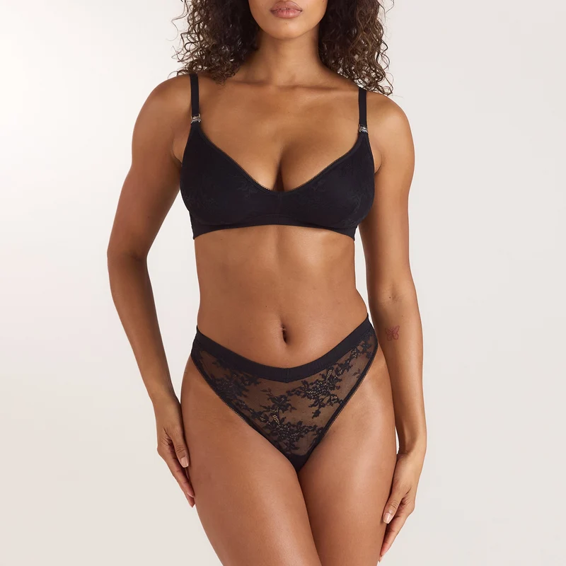 Lace Nurture Nursing Bra - Black