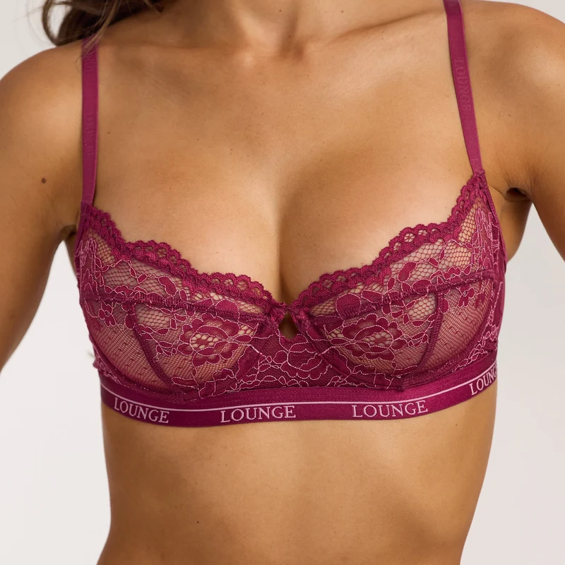 Two-Tone Blossom Balcony Bra - Berry
