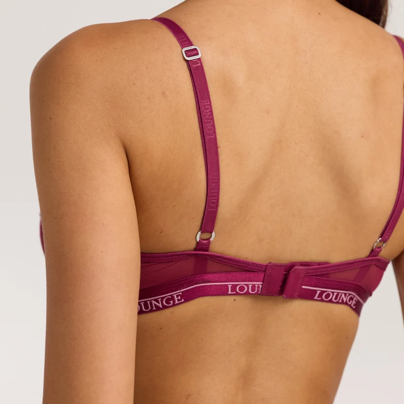 Two-Tone Blossom Balcony Bra - Berry