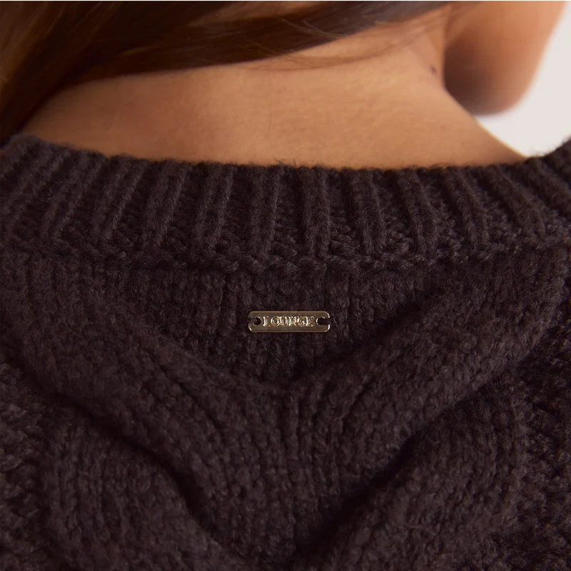 Cropped Cable-Knit Jumper - Dark Chocolate