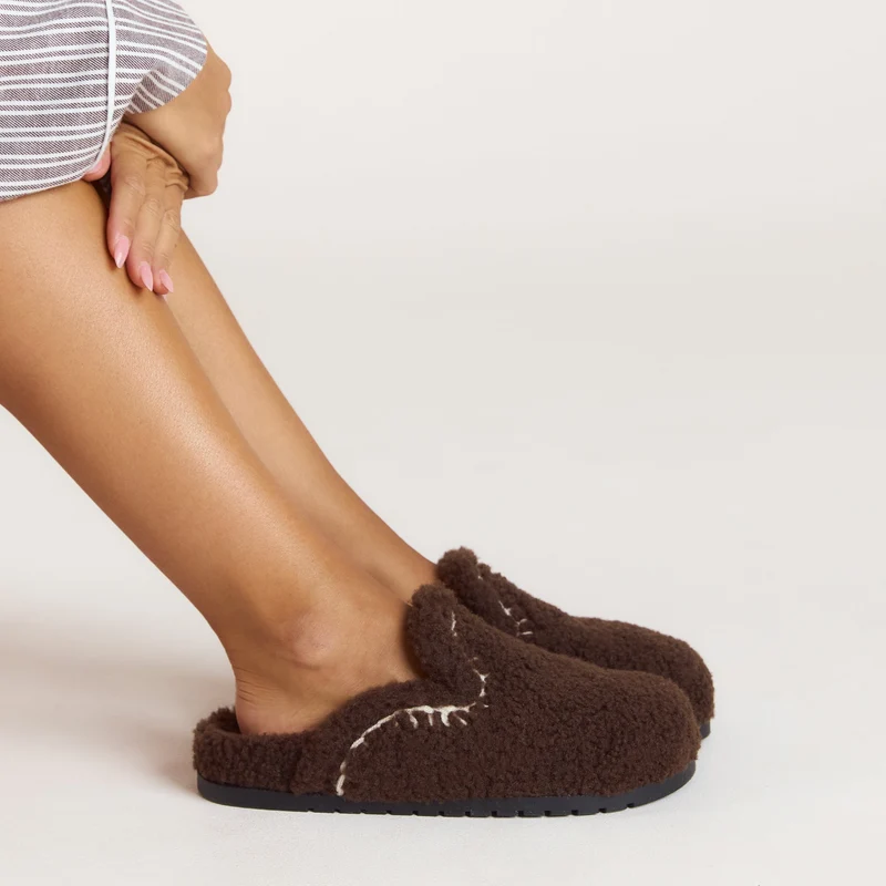 Anya Mule Slippers - Chocolate