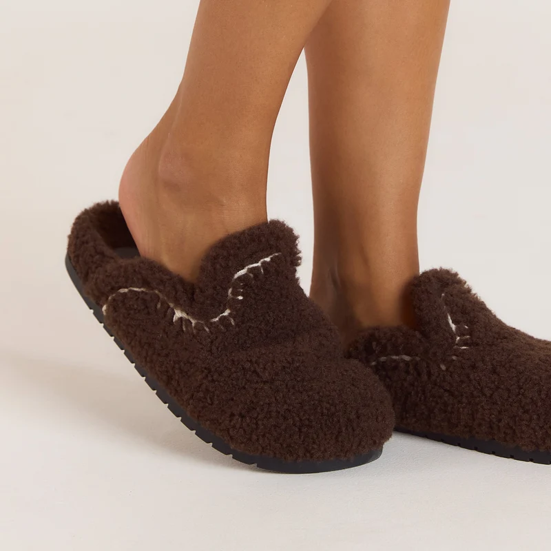Anya Mule Slippers - Chocolate