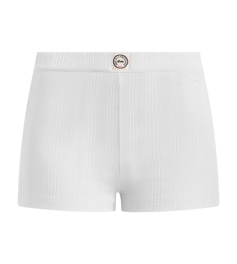 Weite Damen-Shorts aus feinem, weißem Jersey mit Rippmuster von Dim x Ines de la Fressange