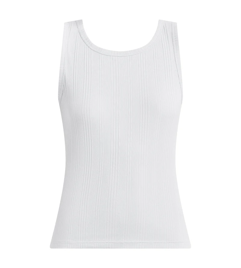 Damen-Tanktop aus feinem, geripptem Jersey, weiß, Dim x Ines de la Fressange