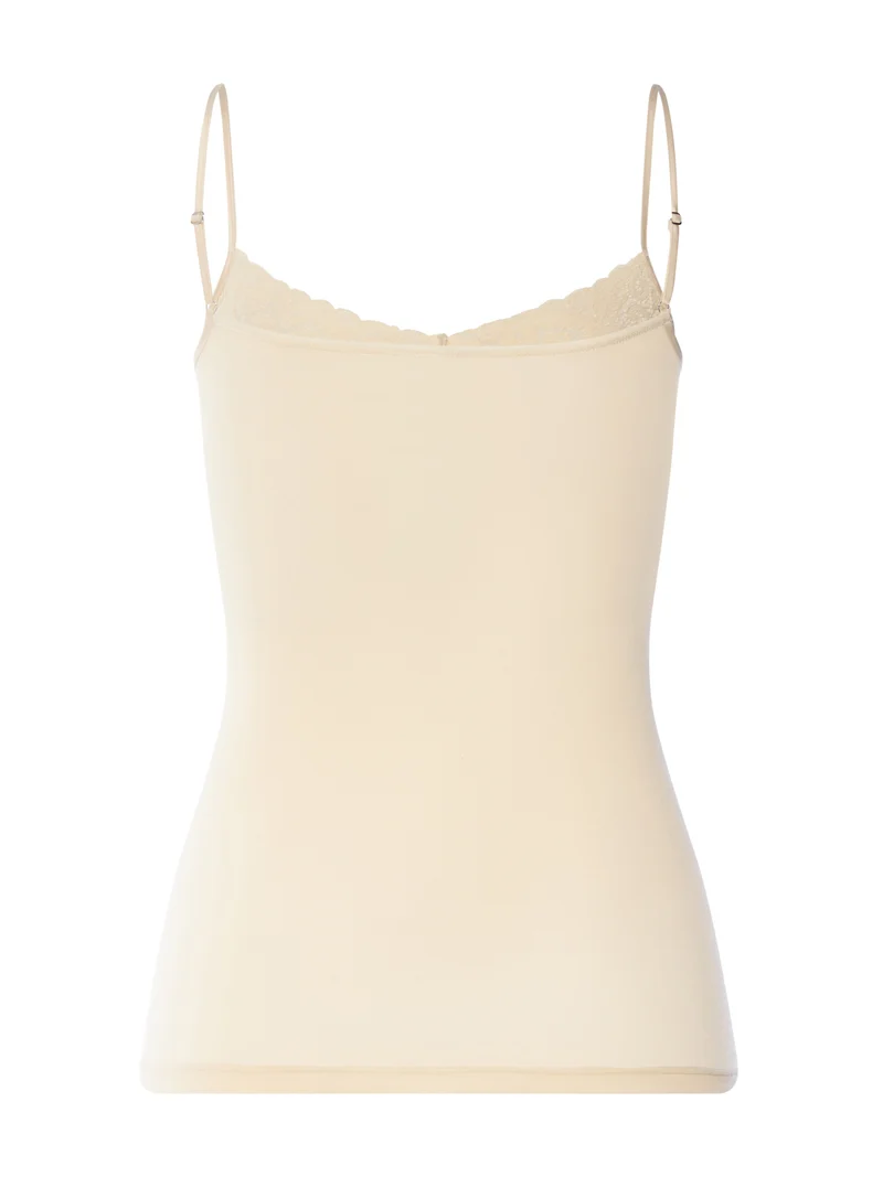 Spaghetti Top MOMENTS, V-Neck, in Sommerfarbe summer sand