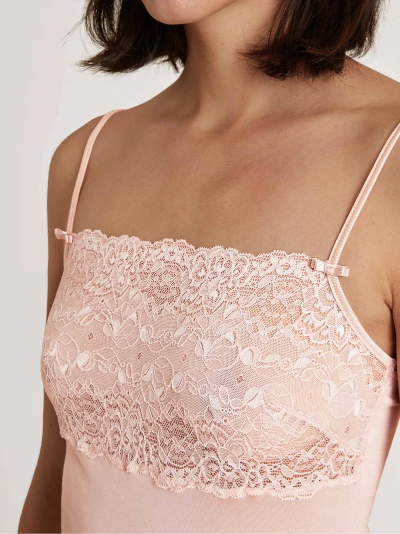 Spaghetti-Top mit breitem Spitzensaum, SENSUAL SECRETS