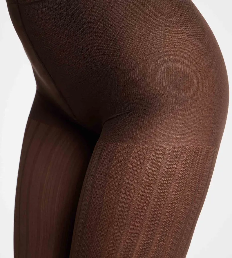 Schokoladenbraune Strumpfhose mit flachen Rippen 50D DIM x Ines de La Fressange