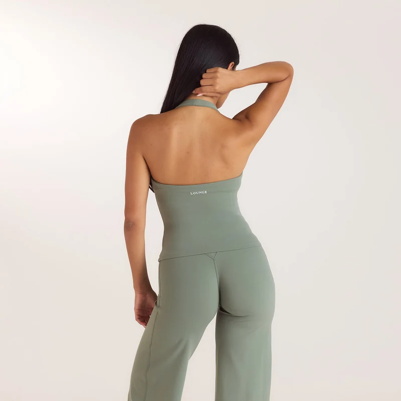 ContourSoft™ Halter-Neck Top with Built-In Bra - Sage Green