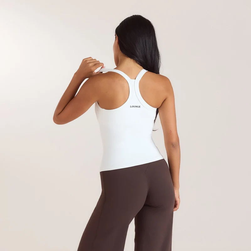 ContourSoft™ V-Neck Cami Top with Built-In Bra - White