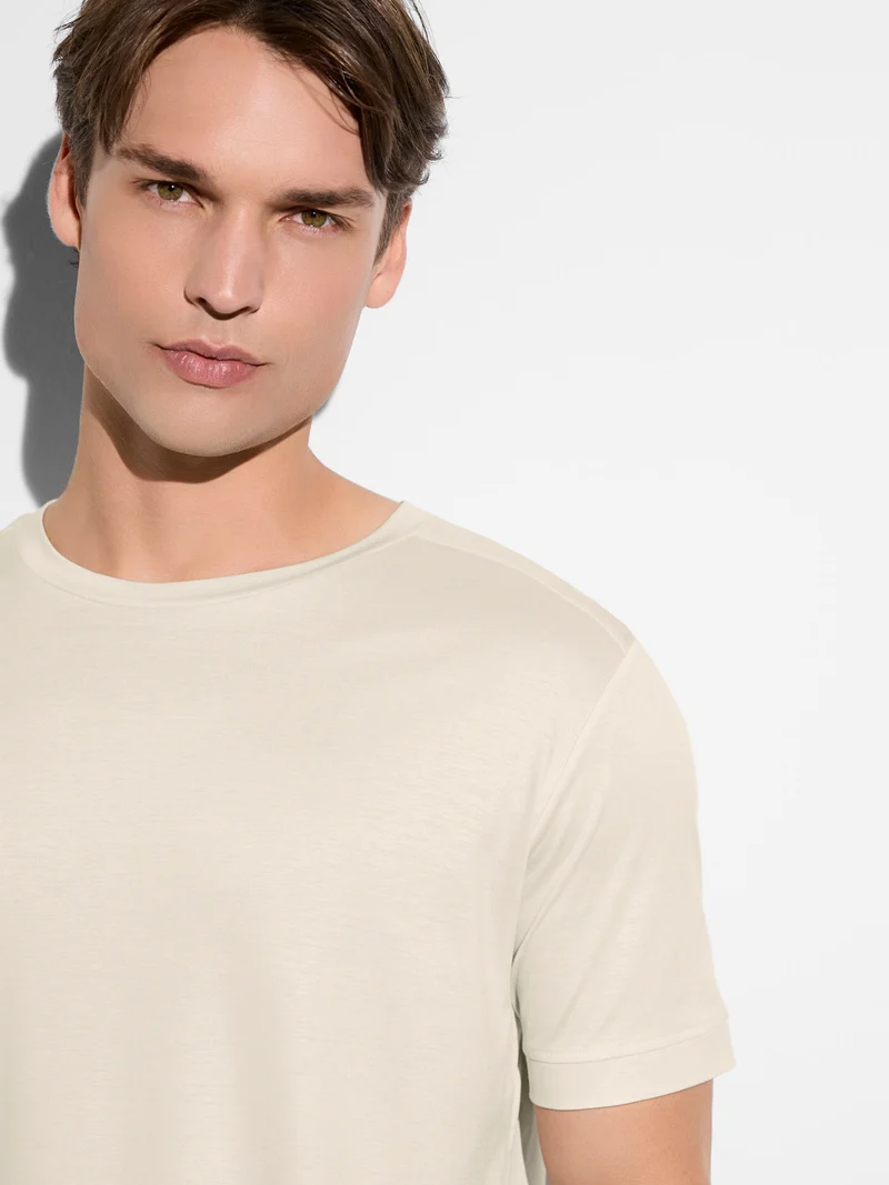 T-Shirt SUSTAINABLE LUXURY, Rundhals; in Sommerfarbe birch (beige)