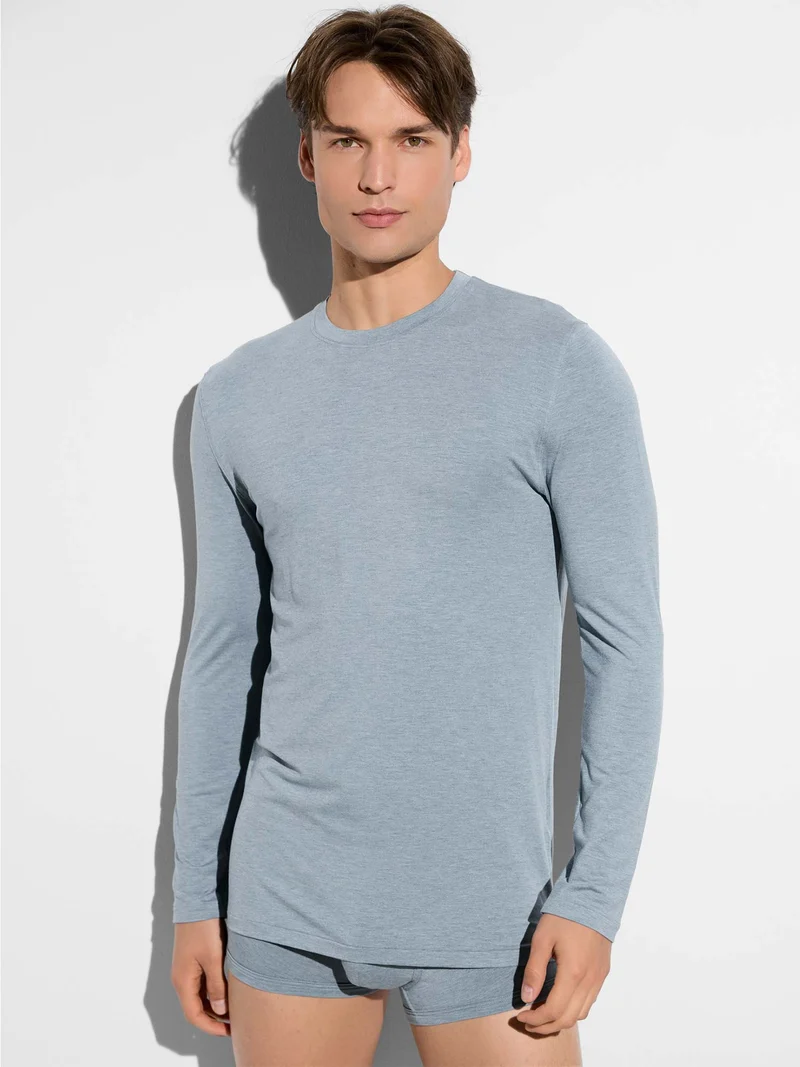 Shirt COZY COMFORT, langarm, in Sommerfarbe azur mélange