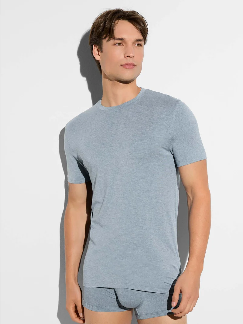 T-Shirt COZY COMFORT, kurzarm, in Sommerfarbe azur mélange
