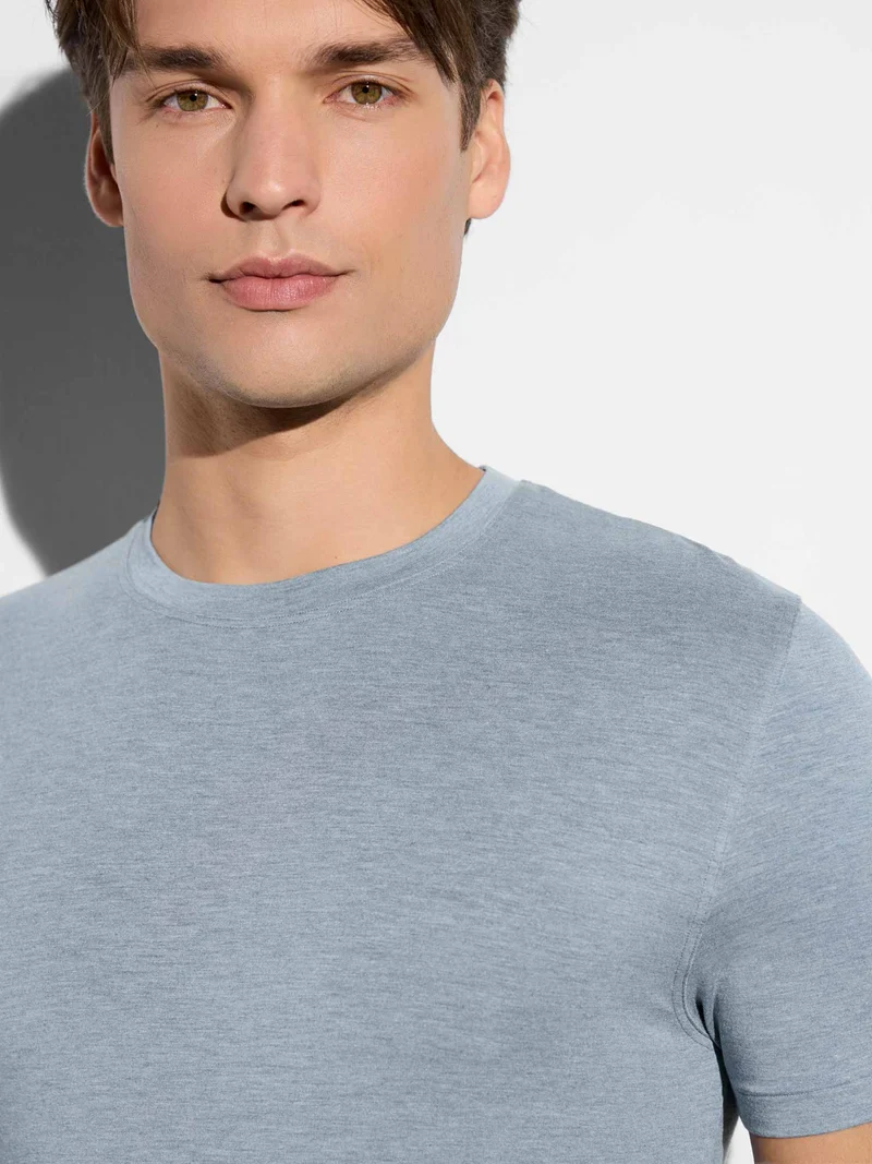 T-Shirt COZY COMFORT, kurzarm, in Sommerfarbe azur mélange
