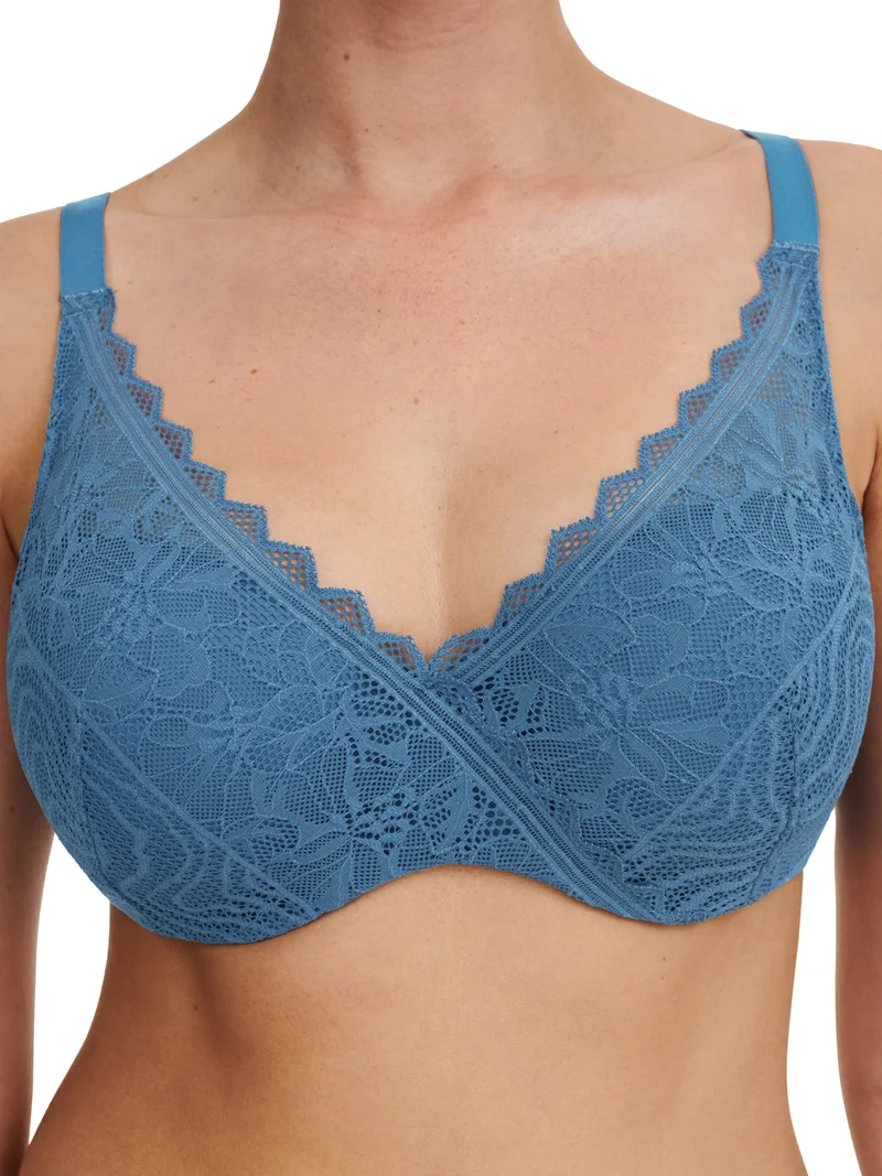 Chantelle Easyfeel – Floral Touch Memory-BH mit Überzug, Jeansblau