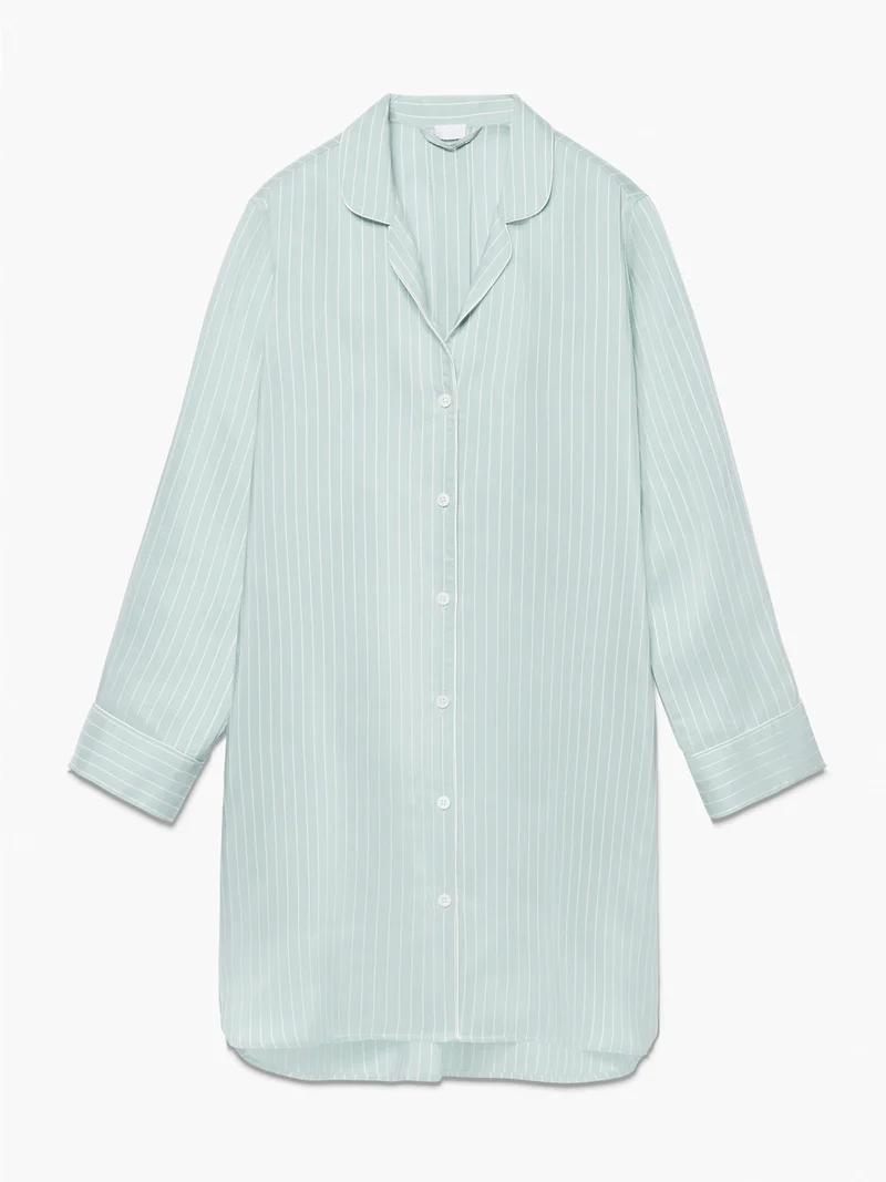 Sleepshirt FEMININE STRIPES, langarm, durchgeknöpft ; Grösse S