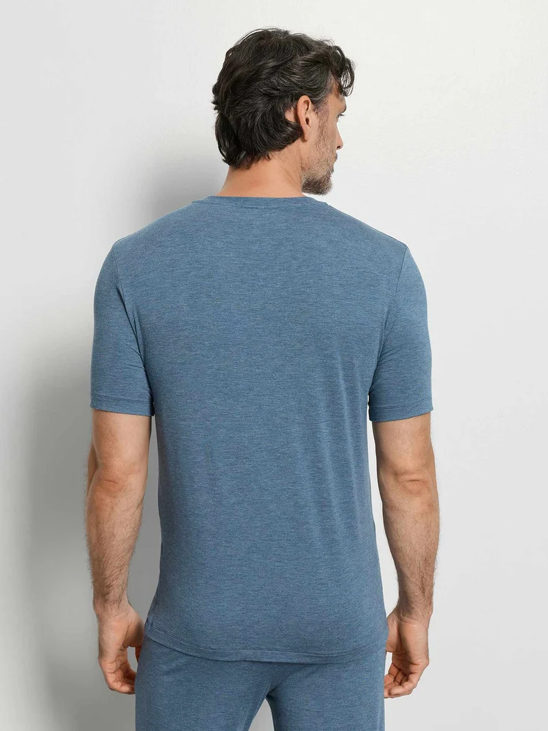 Shirt, kurzarm, V-Neck, CASUALS, in Sommer-Farbe retro blue melange