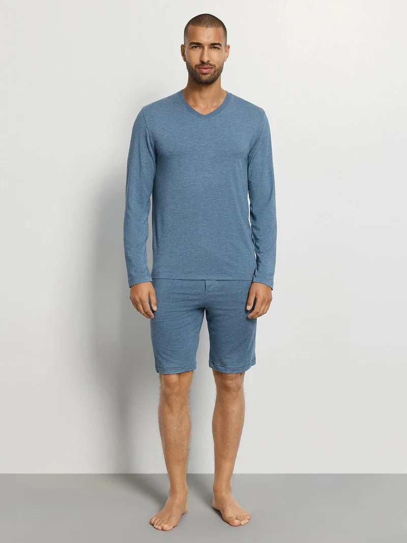 Short Pants CASUALS, in Sommerfarbe retro blue melange