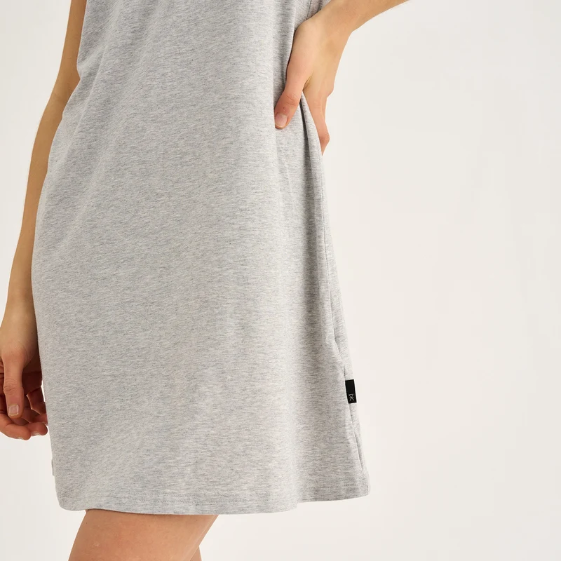 Hellgrau meliertes Kleid aus Bambus-Jersey