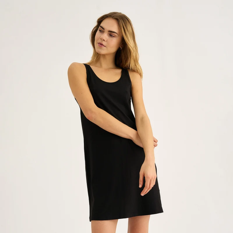 Schwarzes Kleid aus Bambus-Jersey