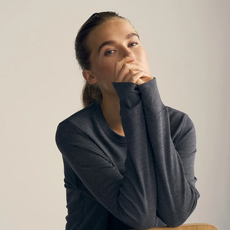 Dunkelgrau meliertes Bambus-Sweatshirt