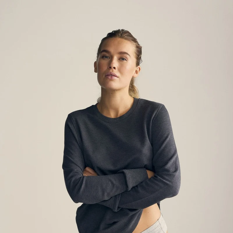 Dunkelgrau meliertes Bambus-Sweatshirt