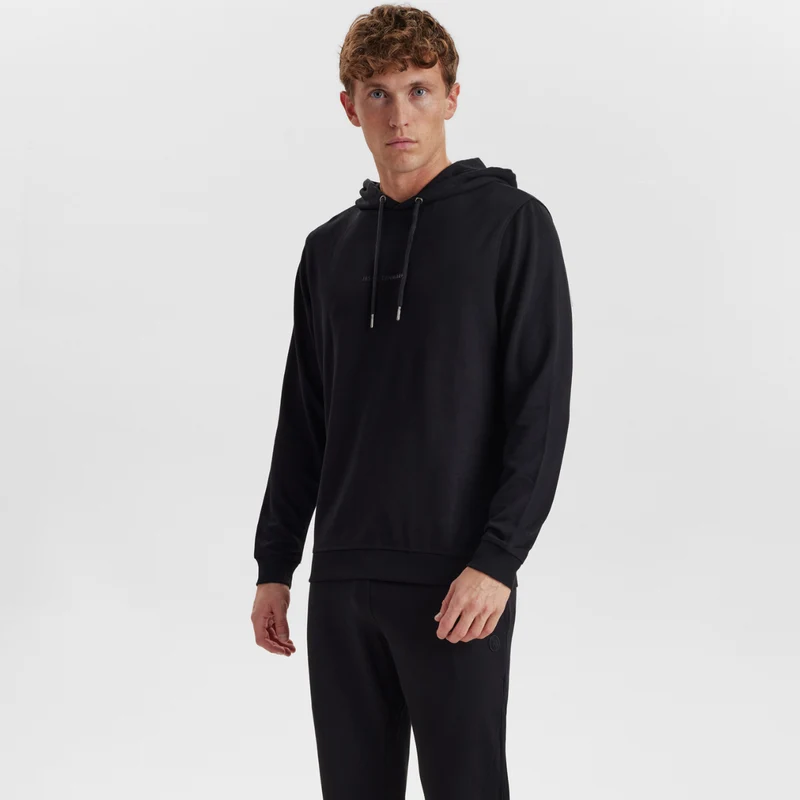Schwarzes Abzeichen Kapuzenpulli Bambus Jogginganzug