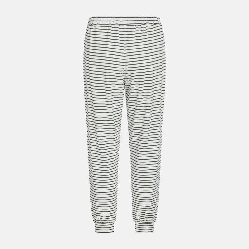 Weiß-grau gestreiftes Bambus-Pyjama-Set - T-Shirt und Nachthose