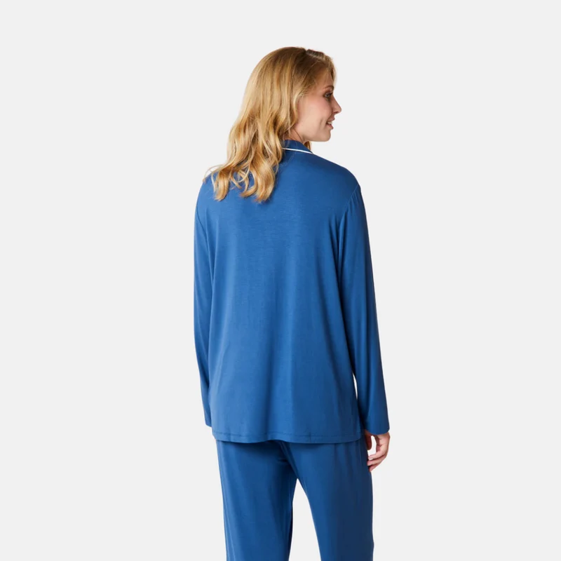 Staubblaues Bambus-Pyjama-Set - Nachthemd und Nachthose