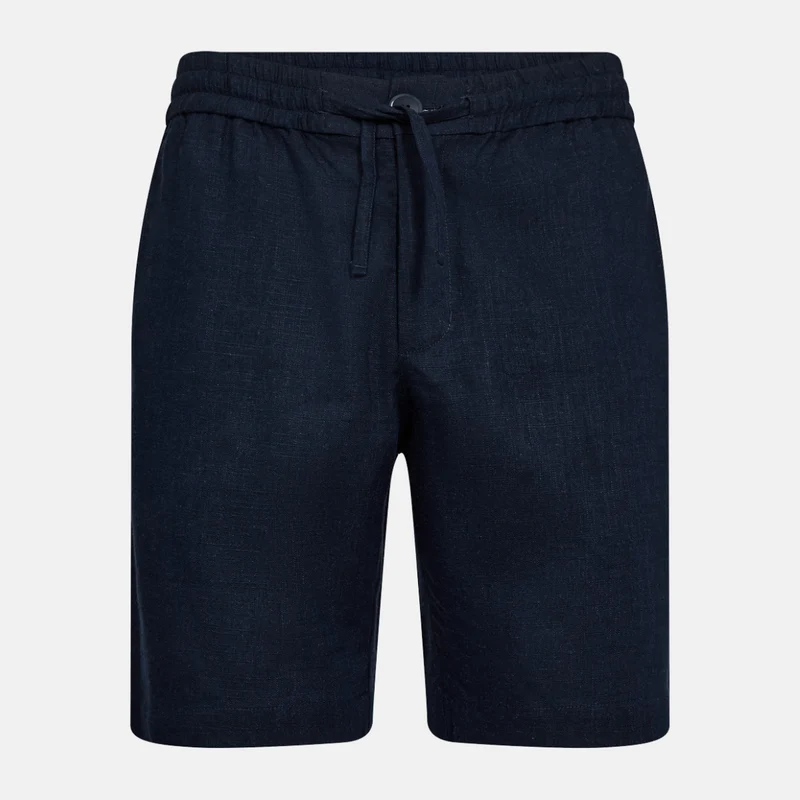 Marineblaues Set aus Bambus und Leinen für Herren - Hemd und Shorts