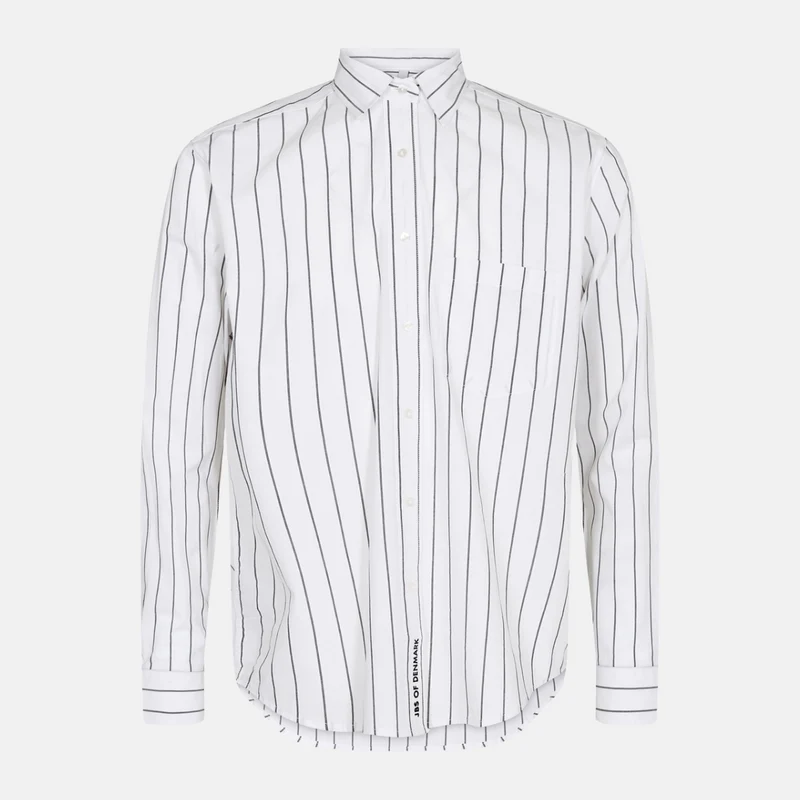 Weiß gestreiftes Bambus-Pyjama-Set mit schmalen Streifen